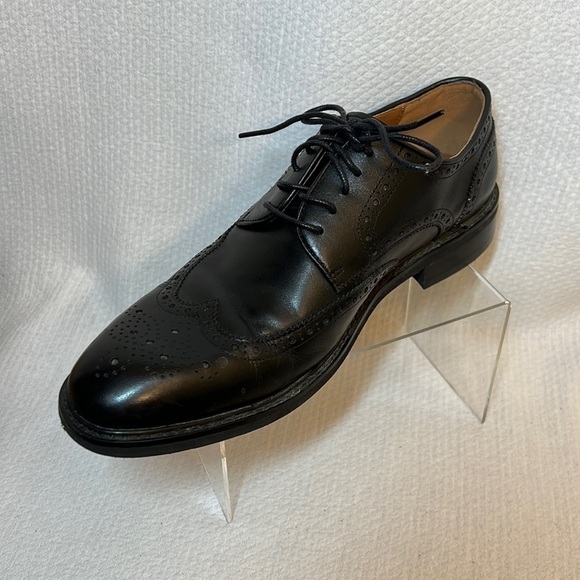 Steve Madden Hoxton Black Leather Wingtip Oxford Dress Shoes Brogue‎ Lace Up 8 - Picture 1 of 10